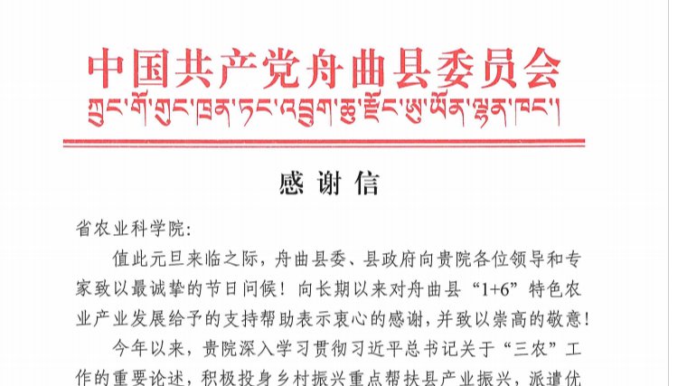 一封感谢信